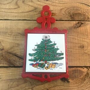 Vintage Christmas tile trivet Cathay